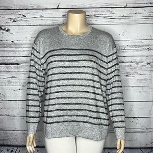 St. John’s Bay NWT Size PXXL Gray & Black Stripe Long Sleeve Sweater Top